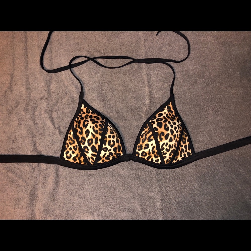 PINK cheetah print triangle bikini top